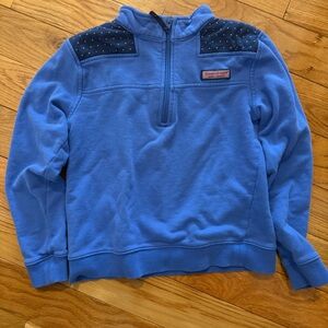 Vineyard Vines girls blue shep shirt blue and navy polka dot